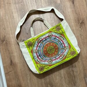 ECHO | Large Boho Trippy Clock Canvas Tote‎ Bag